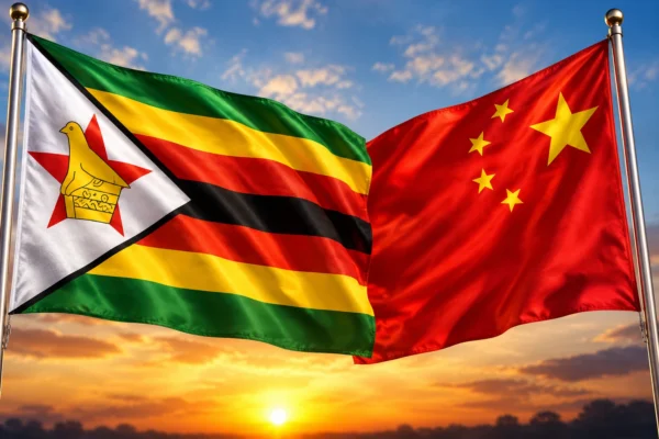 Zimbabwe and China flags together